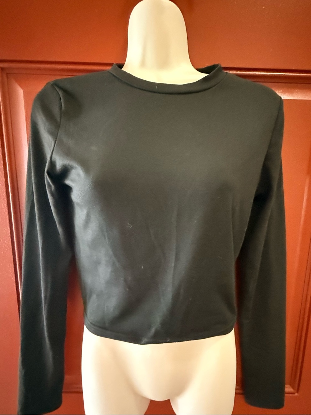 SHEIN Soft Long Sleeve Crop Top- S, Black